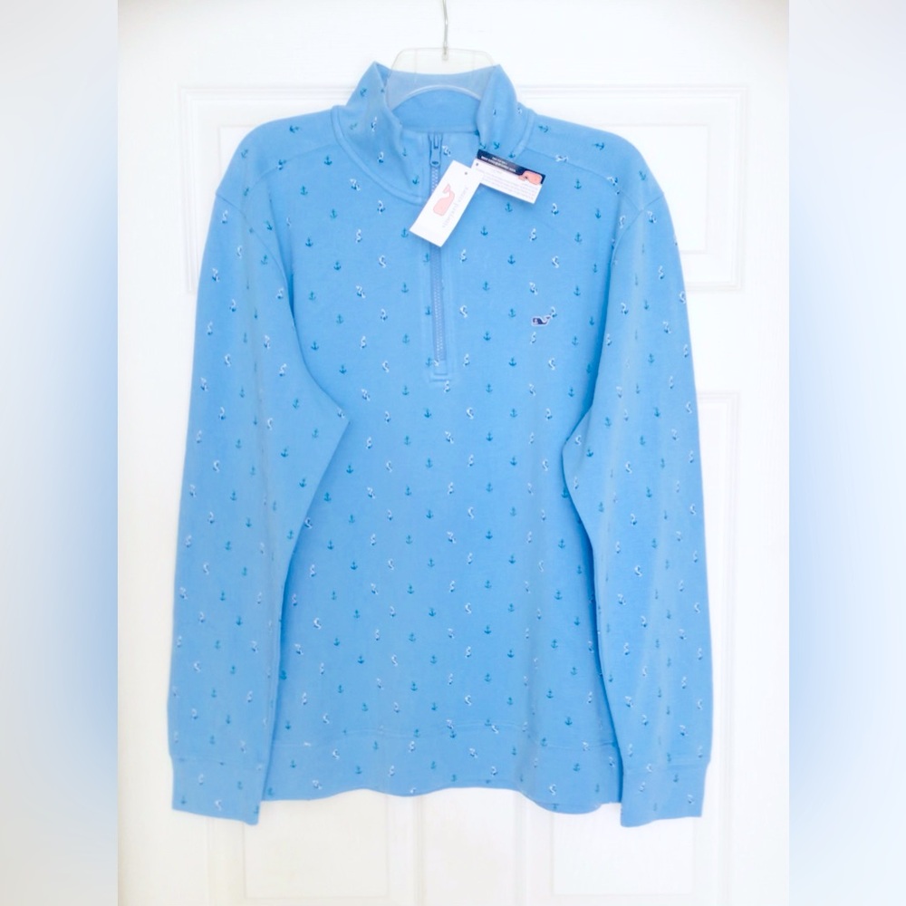 Vineyard Vines Printed Broadfield Half Zip Pullover-Anchor Ocean Breeze-NWT - Picture 2 of 9